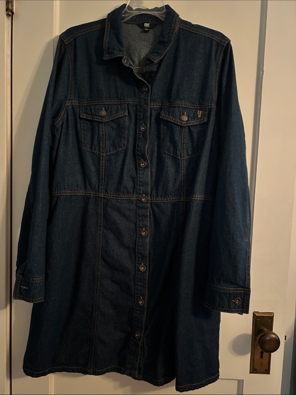 Frye Dark Indigo Denim Button-Front Dress